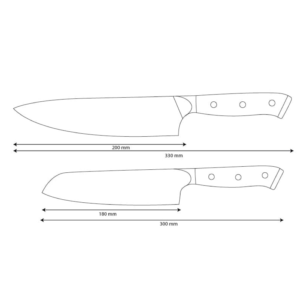 Shinrai Knives - Eclipse 2-Piece Damascus Knife Set - Chef's Knife + Santoku Knife