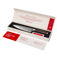 Shinrai Knives - Ensemble de 3 couteaux en acier inoxydable martelé - Couteau de chef + Couteau à pain + Couteau d'office