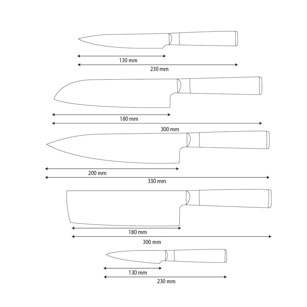 Shinrai Knives - Hammered Damask BR 5-Piece Knife Set