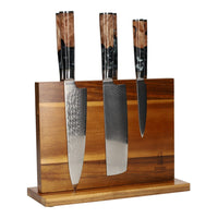 Epoxy Onyx 6-delige Damascus Messenset + Magnetisch Messenblok Messenset met blok Shinrai Japan