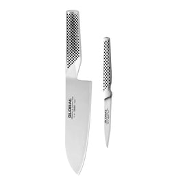 Global - G-4615 Ensemble de couteaux 2 pièces Couteau Santoku + Couteau d'office Global - G-4615 2-delige Messenset Santokumes + Schilmes Global