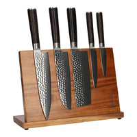 Hammered Damast BR 5-Delige Messenset + Magnetisch Messenblok Messenset met blok Shinrai Japan