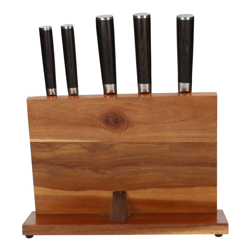 Hammered Damast BR 5-Delige Messenset + Magnetisch Messenblok Messenset met blok Shinrai Japan