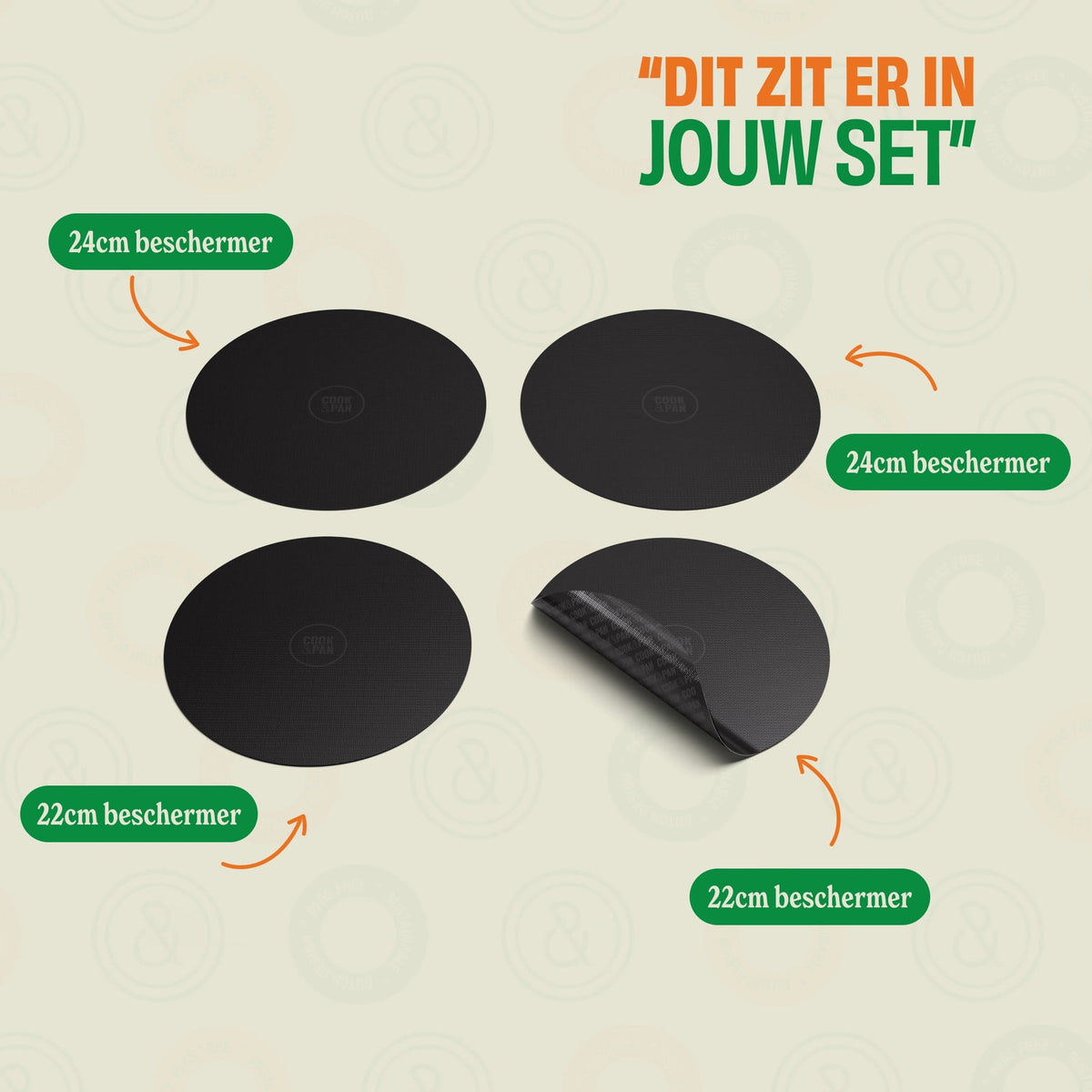 Cook & Pan - Taupe of Mind Induction Hob Protector Set - 4 Pack