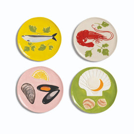 &Klevering - Sea plate set of 4 &Klevering - Bord de la mer set van 4 Borden &Klevering