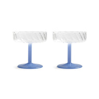 &Klevering - Coupe twirl blauw set van 2 Cocktail glazen &Klevering