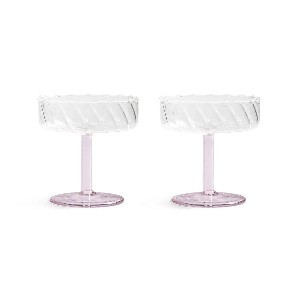&Klevering - Coupe twirl roze set van 2 Cocktail glazen &Klevering