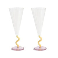 &Klevering - Flute curve karamel set van 2 Champagne glazen &Klevering