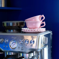 &Klevering - Kop en Schotel Whip - Roze - Set Van 2 Cappuccino kopjes &Klevering