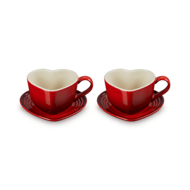 Le Creuset - Heart-shaped Mugs 2-piece Set Cherry Red Le Creuset - Mokken in Hartjesvorm 2-delige Set Kersenrood Le Creuset