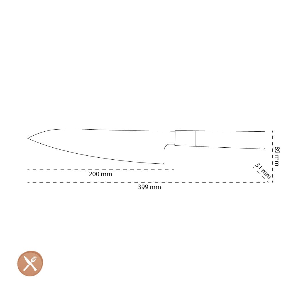 Shinrai Japan - Couteau de chef Kurayami Damas 20 cm Couteau de chef Shinrai Japan