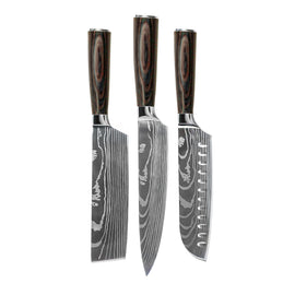 Ensemble de couteaux Damas Print Ensemble de couteaux 3 pièces Shinrai Knives - Damascus Print 3-delige Messenset Messenset Shinrai Knives