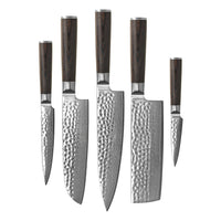 Shinrai Knives - Hammered Damast BR 5-Delige Messenset Messenset Shinrai Knives