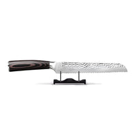 Couteaux Shinrai - Coffret de 5 couteaux en acier inoxydable martelé - Couteau de chef + Couteau à pain + Nakiri + Petit Santoku + Couteau d'office