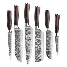 Ensemble de 6 couteaux en acier inoxydable martelé Shinrai Knives - Hammered RVS 6-delige Messenset Messenset Shinrai Knives