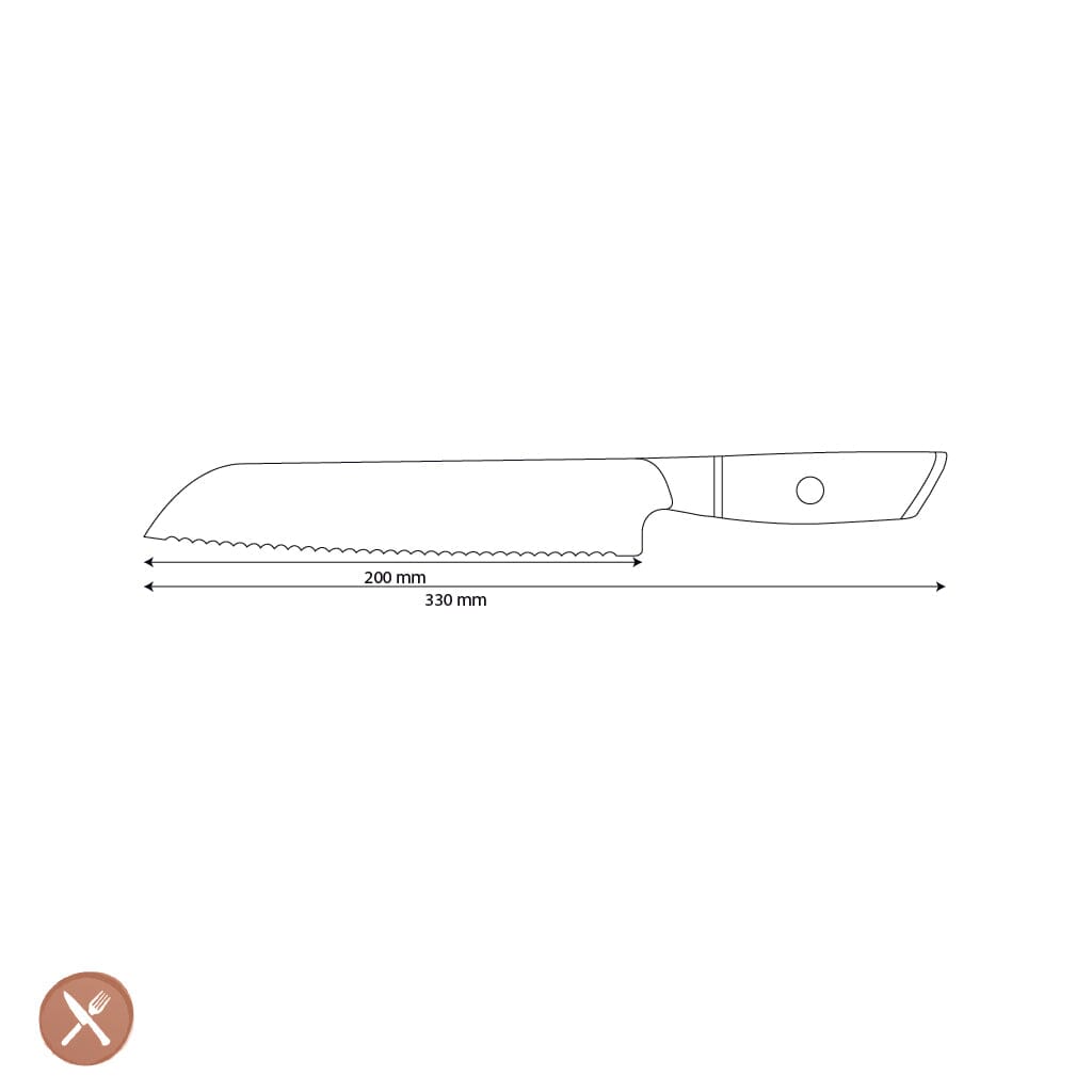 Shinrai Knives - Hikari Damascus Broodmes 20 cm Broodmes Shinrai Knives