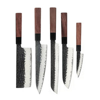 Shinrai Knives - Kurayami 5-delige Damascus Messenset - Koksmes + Broodmes + Nakiri + Santoku + Schilmes Messenset Shinrai Knives