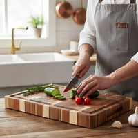 Shinrai Knives - Luxe Snijplank Acaciahout - Kopshout - Bundel Houten snijplank Shinrai Knives