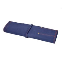 Shinrai Knives - Messenrol Hoogwaardig Canvas & Leer Donkerblauw Messenrol Shinrai Knives