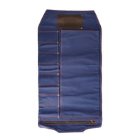 Shinrai Knives - Messenrol Hoogwaardig Canvas & Leer Donkerblauw Messenrol Shinrai Knives