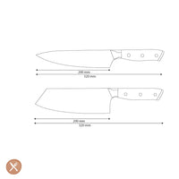 Couteaux Shinrai - Coffret de 2 couteaux damas ornés de nacre - Couteau de chef + couteau Nakiri