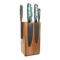 Couteaux Shinrai - Coffret de 5 couteaux « Bijoux en nacre » + bloc à couteaux - Coffret de couteaux rotatifs avec bloc - Couteaux Shinrai