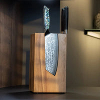 Couteaux Shinrai - Coffret de 5 couteaux « Bijoux en nacre » + bloc à couteaux - Coffret de couteaux rotatifs avec bloc - Couteaux Shinrai