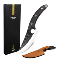 Couteau de chef Shinrai en acier inoxydable de style gladiateur avec étui - Couteau de chef d'extérieur noir