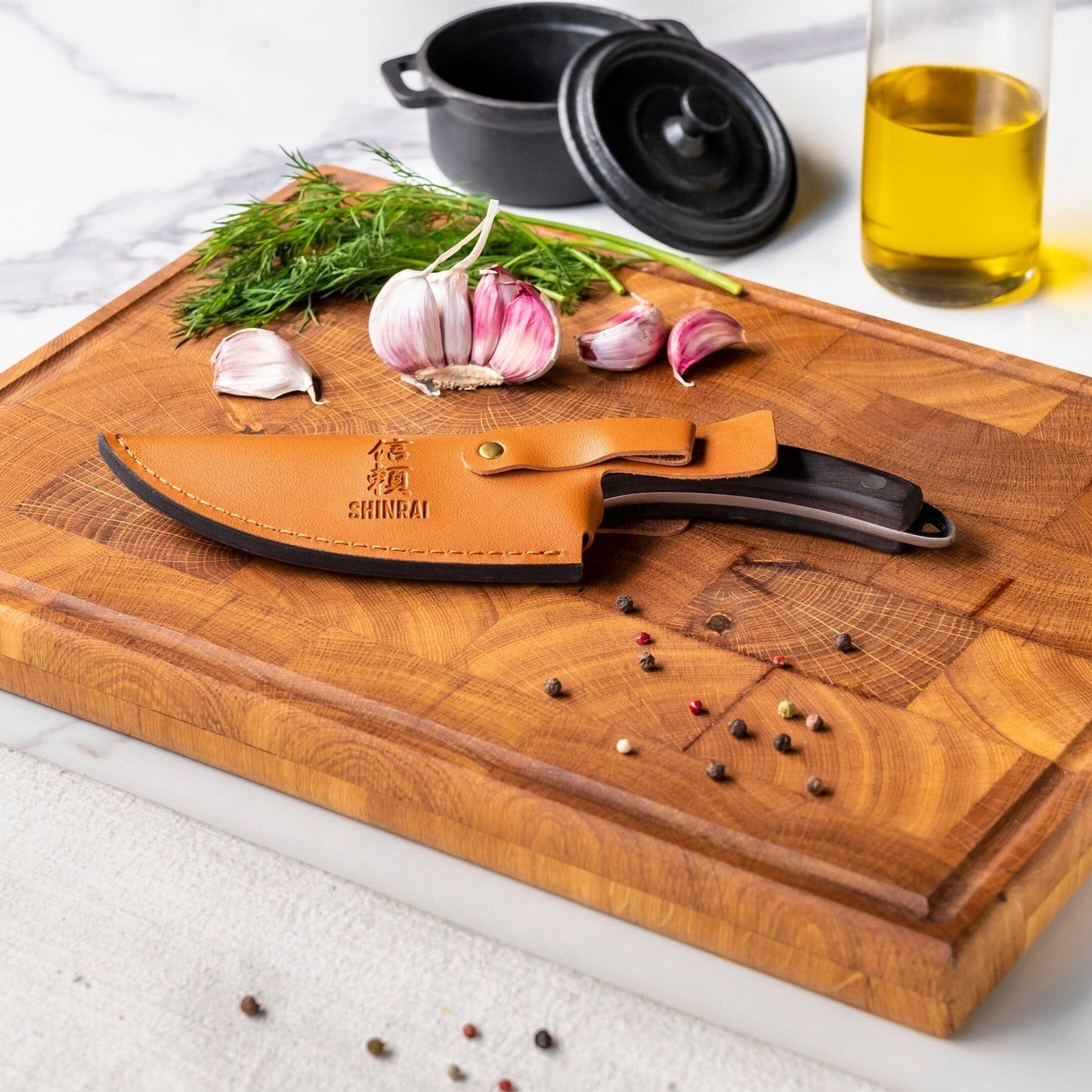 Shinrai Knives - RVS Gladiator Koksmes met holster - Zwart Outdoor koksmes Shinrai Knives