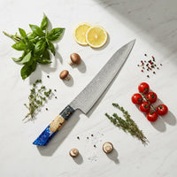 Shinrai Knives - Sapphire Epoxy Jewels Damascus Koksmes 23 cm - Special Edition Koksmes Shinrai Knives