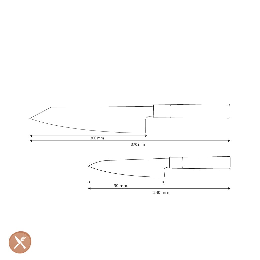 Shinrai Knives - Takumi Kaza 2-delige Damascus Messenset - Kiritsuke + Schilmes Messenset Shinrai Knives
