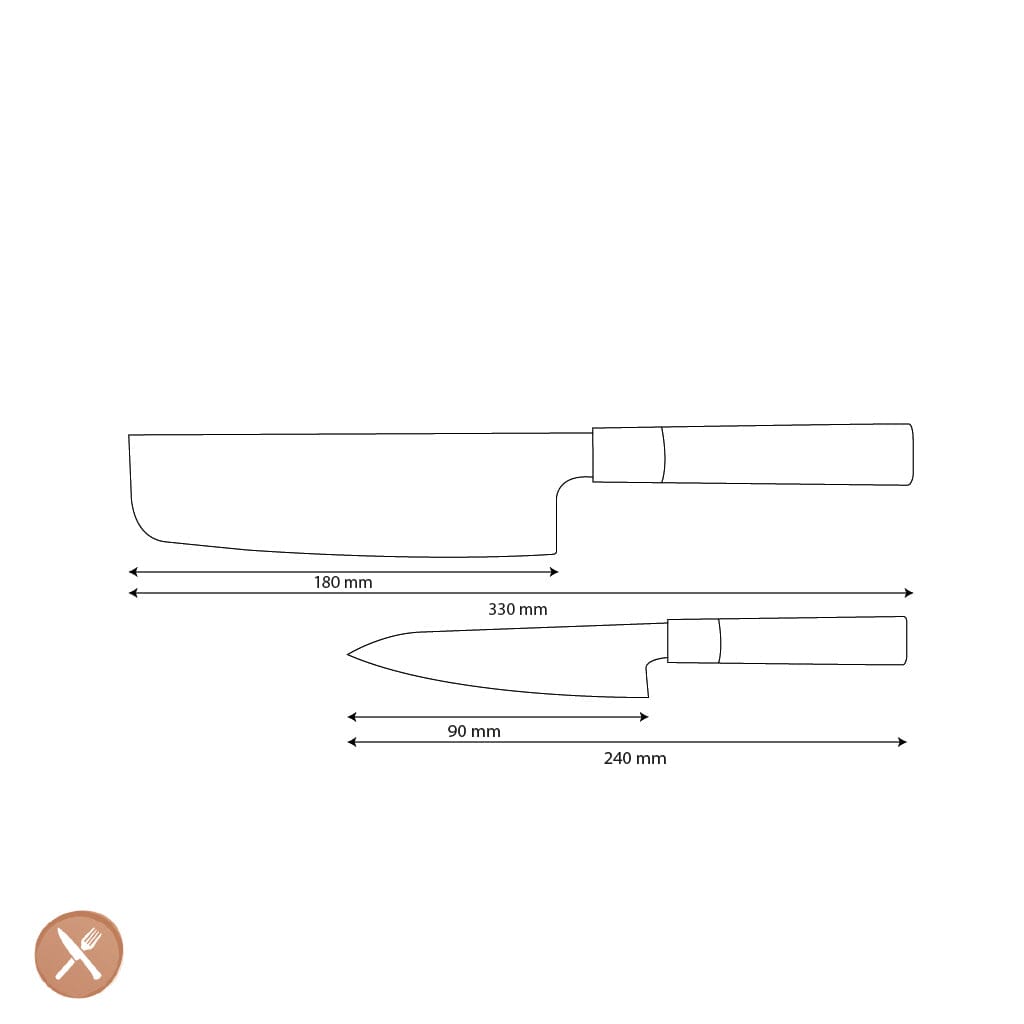 Shinrai Knives - Takumi Kaza 2-delige Damascus Messenset - Nakiri + Schilmes Messenset Shinrai Knives