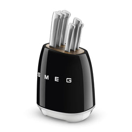 SMEG - Knife block with 6 knives Black SMEG - Messenblok met 6 messen Zwart Messenset met blok Smeg