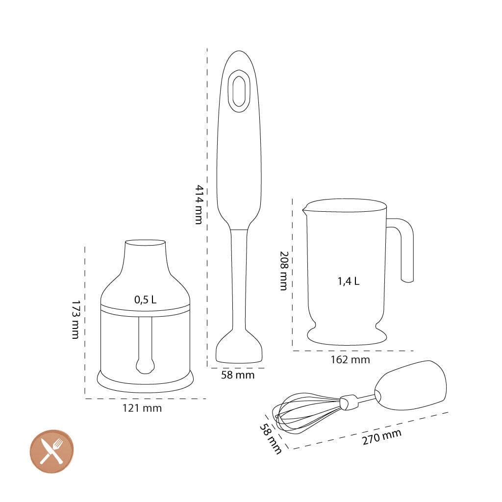 Smeg - Staafmixer | Wit | Jaren 50 | Staafmixer met accessoires Staafmixer Smeg