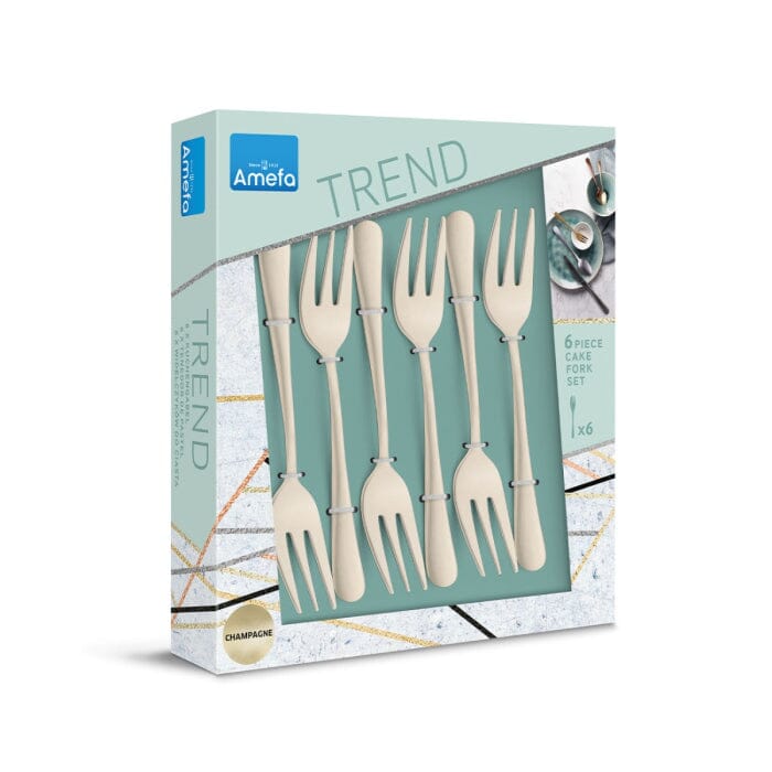 Amefa - Champagne Matt PVD 6 Cake Forks in trend box - champagne Amefa