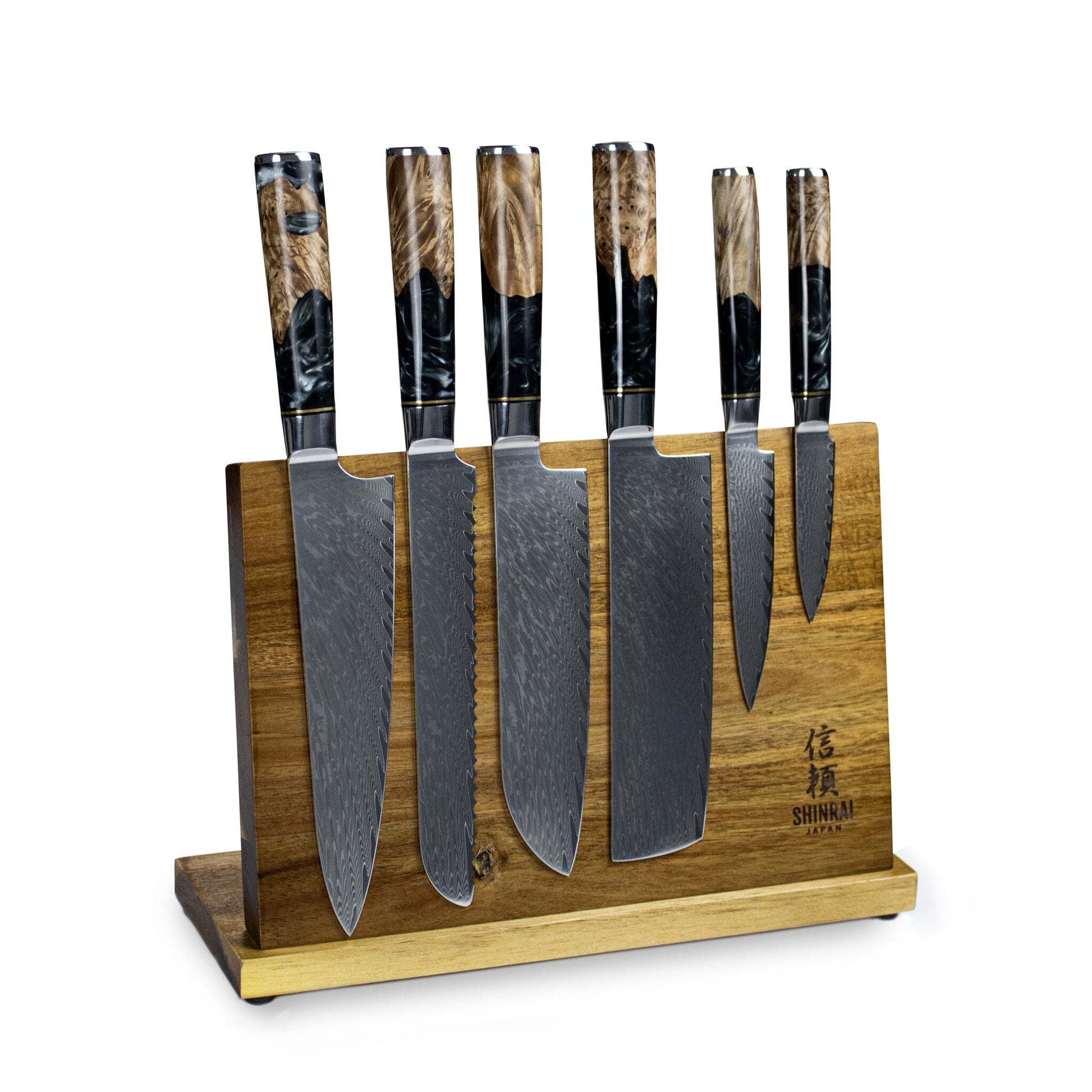 Epoxy Onyx 6-delige Damascus Messenset Messensets Shinrai Japan