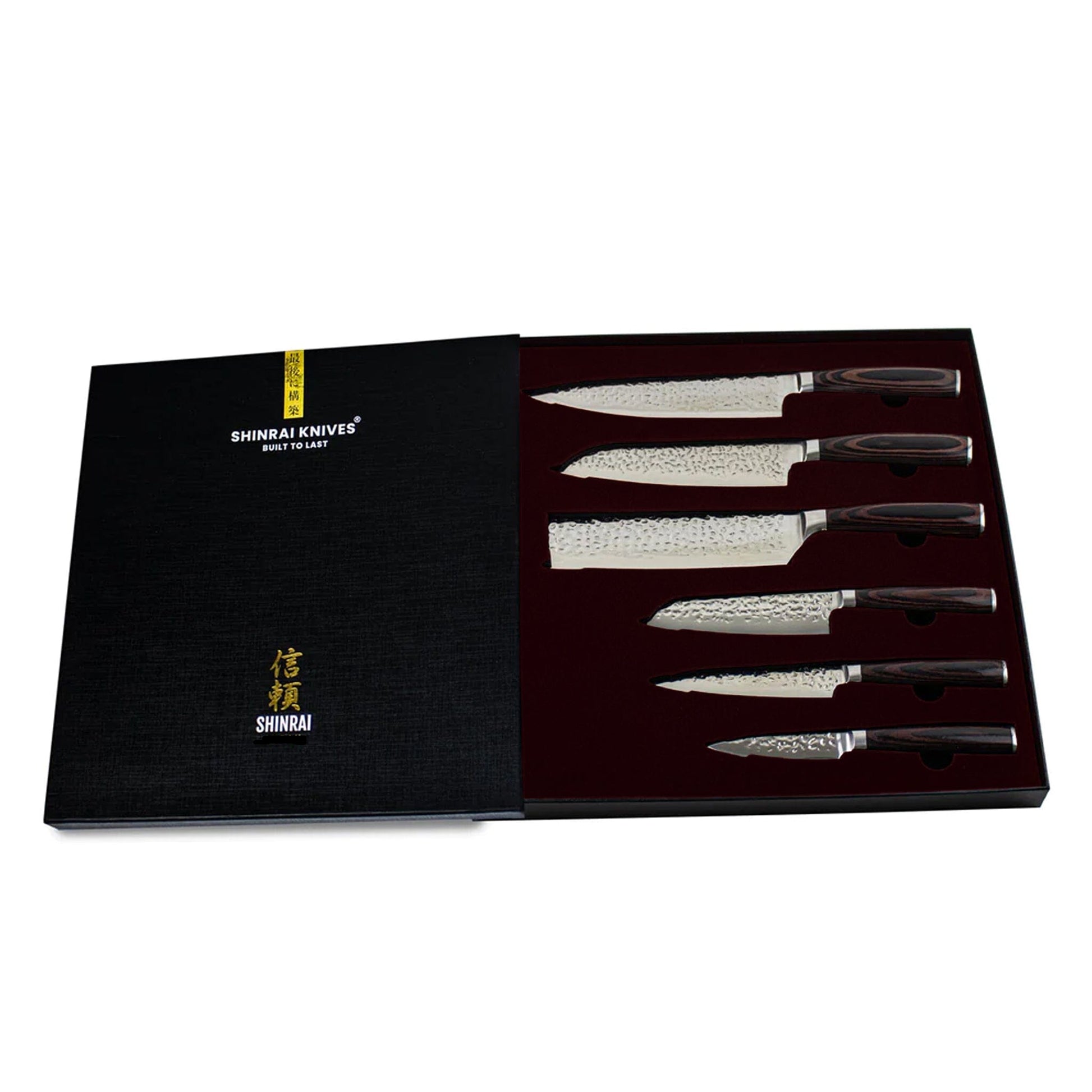 Hammered RVS 6-delige Messenset Messensets Shinrai Japan