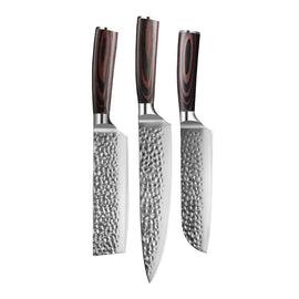 Série Hammered Stainless Steel - Ensemble de couteaux 3 pièces Bezig met laden...