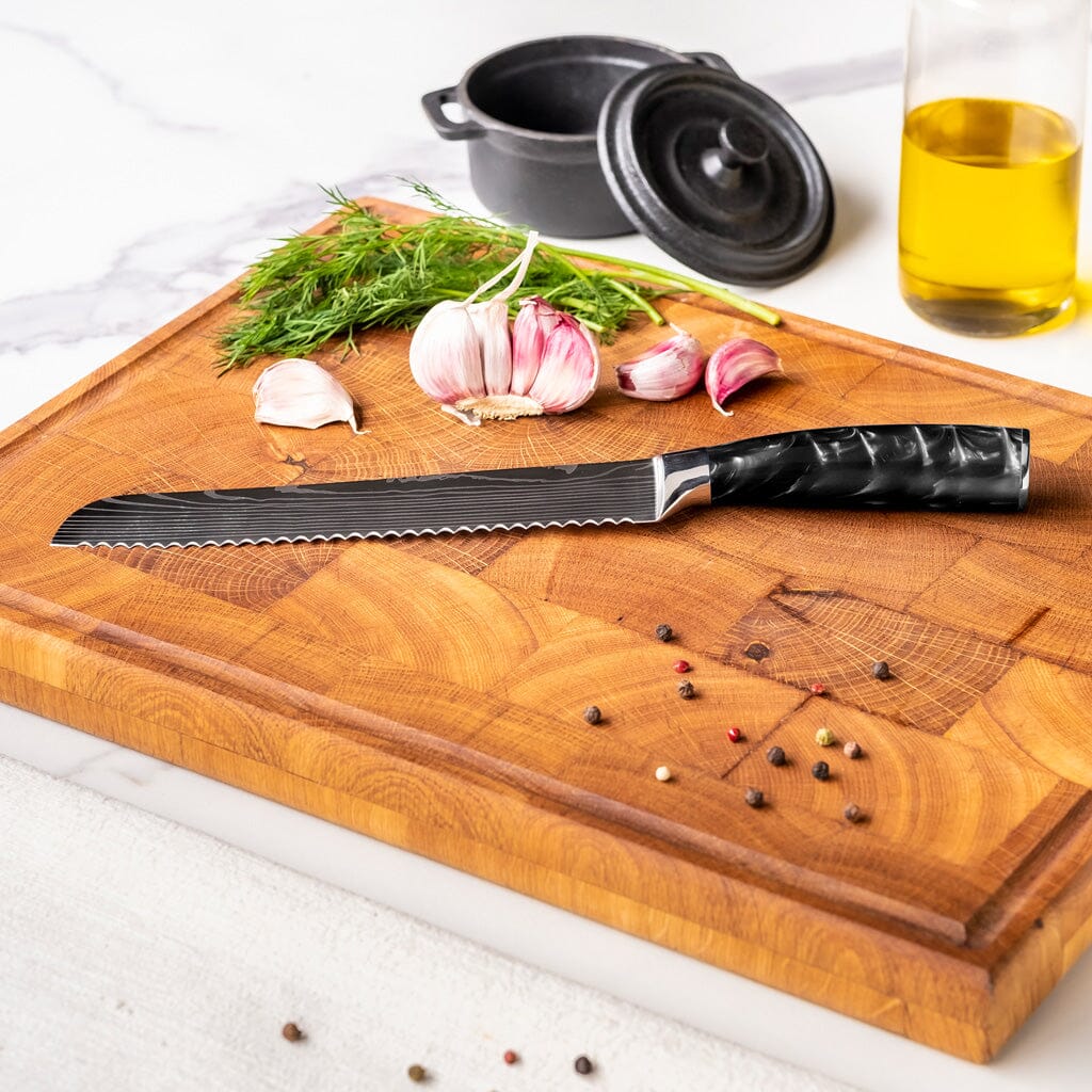 Japanse Damascus Print Epoxy Onyx - Broodmes 20 cm Keukenmessen Shinrai Japan