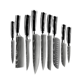 Époxy Onyx imprimé Damas japonais - Ensemble de couteaux 9 pièces Bezig met laden...