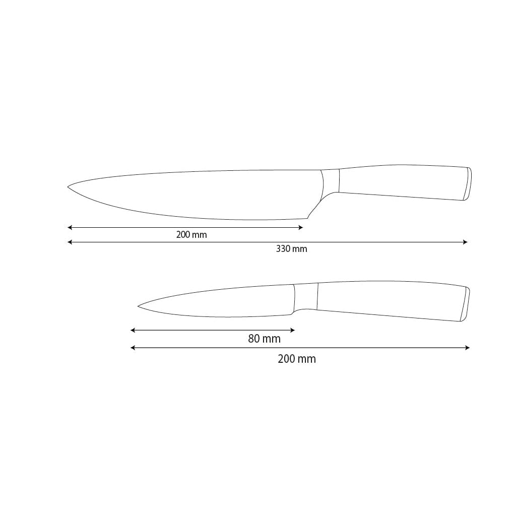 Shinrai Knives - Ensemble de 2 couteaux en acier inoxydable martelé - Couteau de chef + Couteau d'office