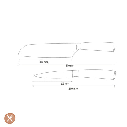 Shinrai Knives - Hammered Stainless Steel 2-Piece Knife Set - Santoku + Paring Knife