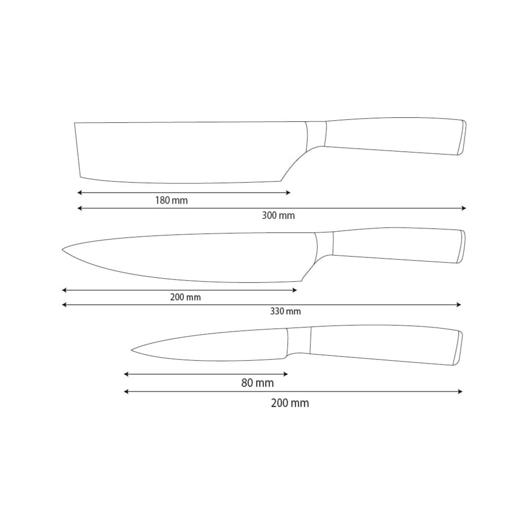 Shinrai Knives - Hammered Stainless Steel 3-Piece Knife Set - Chef's Knife + Nakiri + Paring Knife