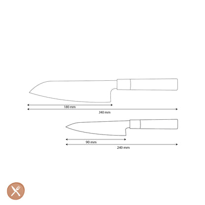 Shinrai Knives - Takumi Kaza 2-piece Damascus Knife Set - Santoku + Paring Knife