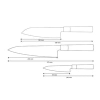 Shinrai Knives - Ensemble de couteaux Damas 3 pièces Takumi Kaza - Couteau de chef + Santoku + Couteau d'office