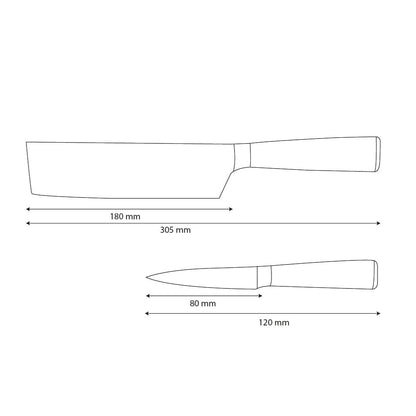 Shinrai Knives - Damascus Print 2-piece Knife Set - Nakiri + Paring Knife