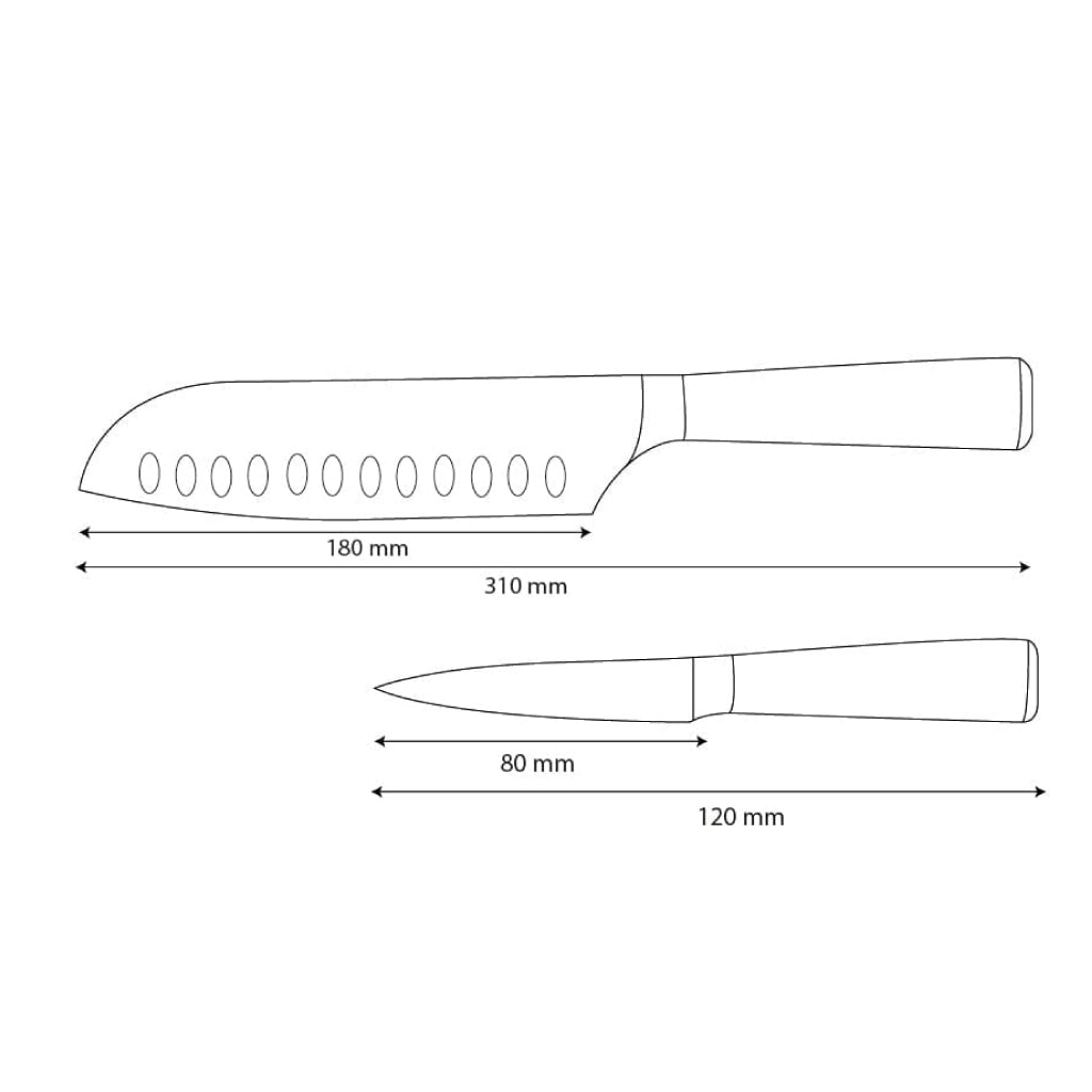 Shinrai Knives - Damascus Print Epoxy Onyx 2-piece Knife Set - Santoku + Paring Knife