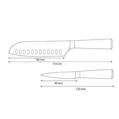 Shinrai Knives - Damascus Print Epoxy Onyx 2-piece Knife Set - Santoku + Paring Knife