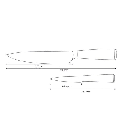 Couteaux Shinrai - Ensemble de 2 couteaux en résine époxy et saphir imprimé Damas - Couteau de chef + Couteau d'office