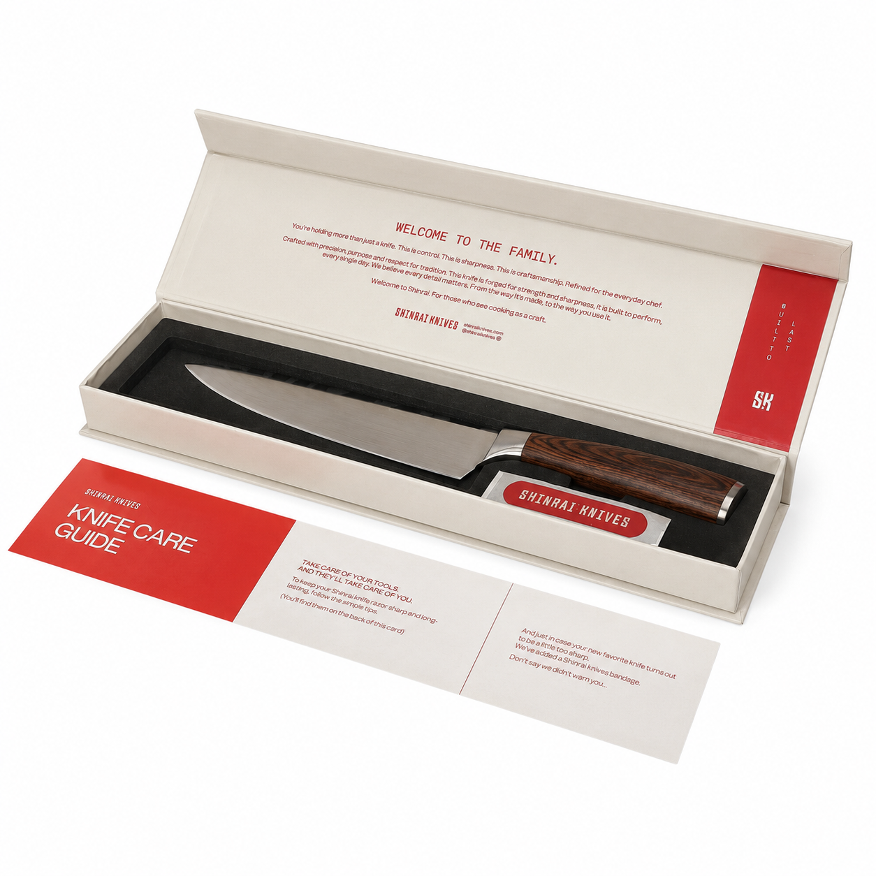 Shinrai Knives - Ensemble de 2 couteaux imprimés Damas - Couteau de chef + Couteau d'office